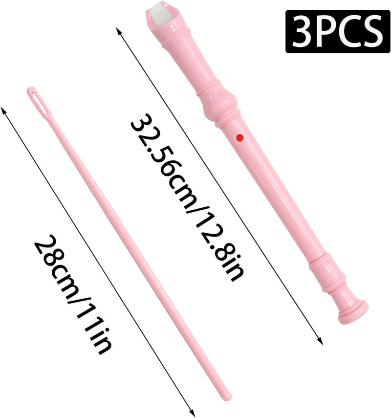 Funstreet Pink Soprano Recorder Instrument 8 Hole C Key Baroque Fingering Clarinet ABS Music Flute with Cleaning Rod and Storage Bag - Image 2